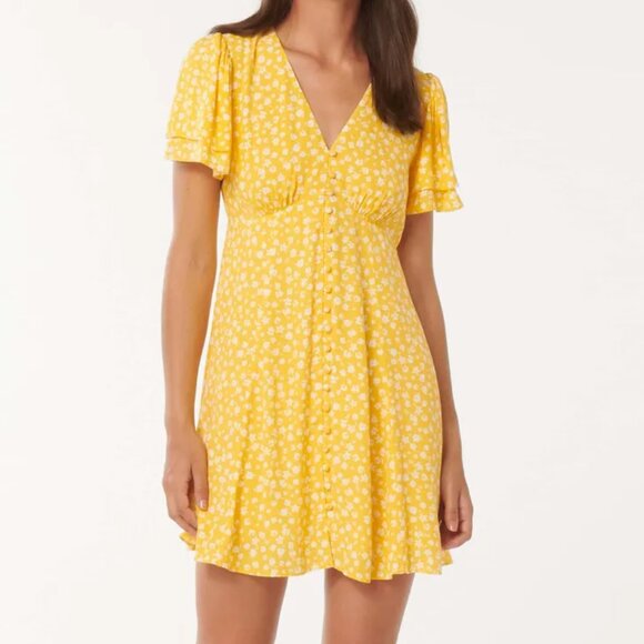 Ever New Dresses & Skirts - Ever New Pria Gold Lawson Ditsy Button Through Mini Dress